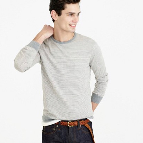 J. Crew Other - J. Crew Crewneck Gray Striped Sweater Merino Wool